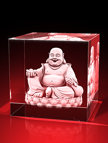 Lachender Buddha - Würfel (60 x 60 x 60) – GLASFOTO.COM